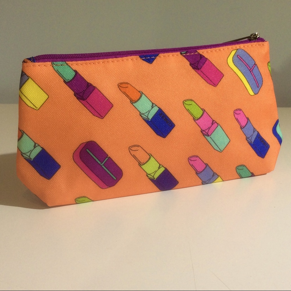 Clinique Orange Purple Coral Lipstick Top Zip Case